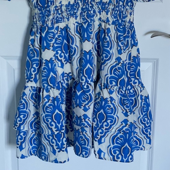 Avara Santorini Shores Ashleigh Blue Ruffled Mini Dress Size Medium 47671 - Picture 8 of 15